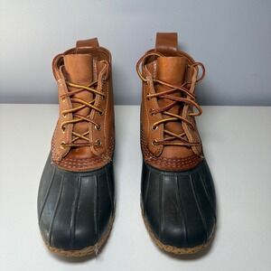 LL Bean Boots Womens Size 7 Brown Leather Ankle Duck Rain Boots 730203